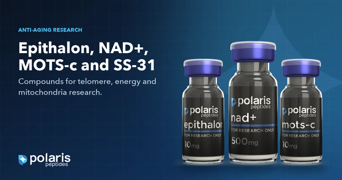 Polaris Peptides lab testing: Epithalon, NAD+ and MOTS-c vials